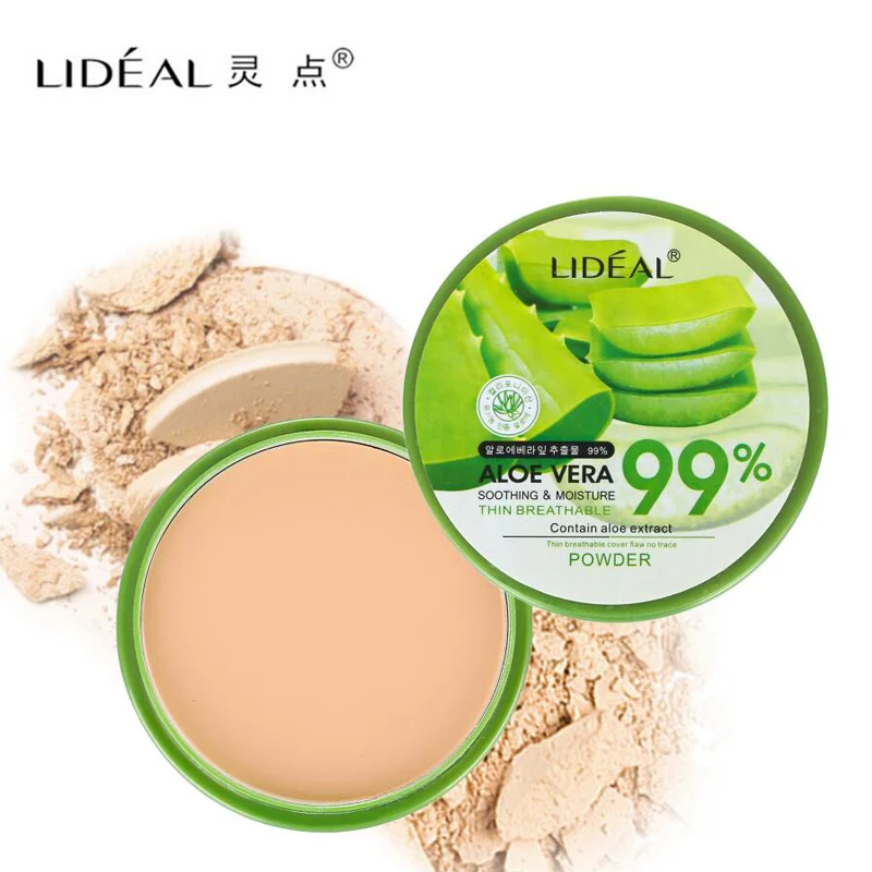 

New 99% Aloe Vera Moisturizing Smooth Foundation Pressed Powder Makeup Concealer Pores Cover Whitening Brighten Face Powder