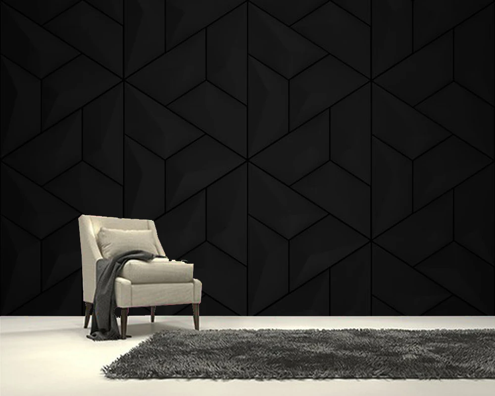 Papier peint 3d motif géométrique noir Simple, papier peint mural pour  salon, chambre à coucher, décoration murale pour la maison, bar | AliExpress