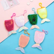 Милый блестящий кошелек для монет с хвостом русалки для женщин и девочек, мини-кошелек, держатель для карт, модный брелок для ключей, подвеска для сумок, детский подарок