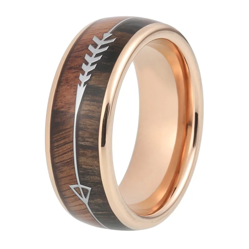Engagement Rings Fashion Rings Fashion Ring Finger Rings Fashion Tungsten Carbide Wood Rings Steel Arrow Inlay For Men Women Classic Engagement Ring Dome Band Polished Comfort Fit