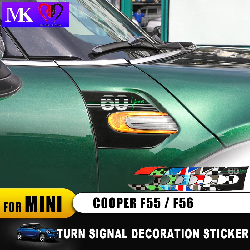 

2PCS 60 Year Car Turn Signal Fender Epoxy 3D Decoration Cover Sticker for Mini Cooper F54 Clubman F55 F56 F 54 Auto Accessories
