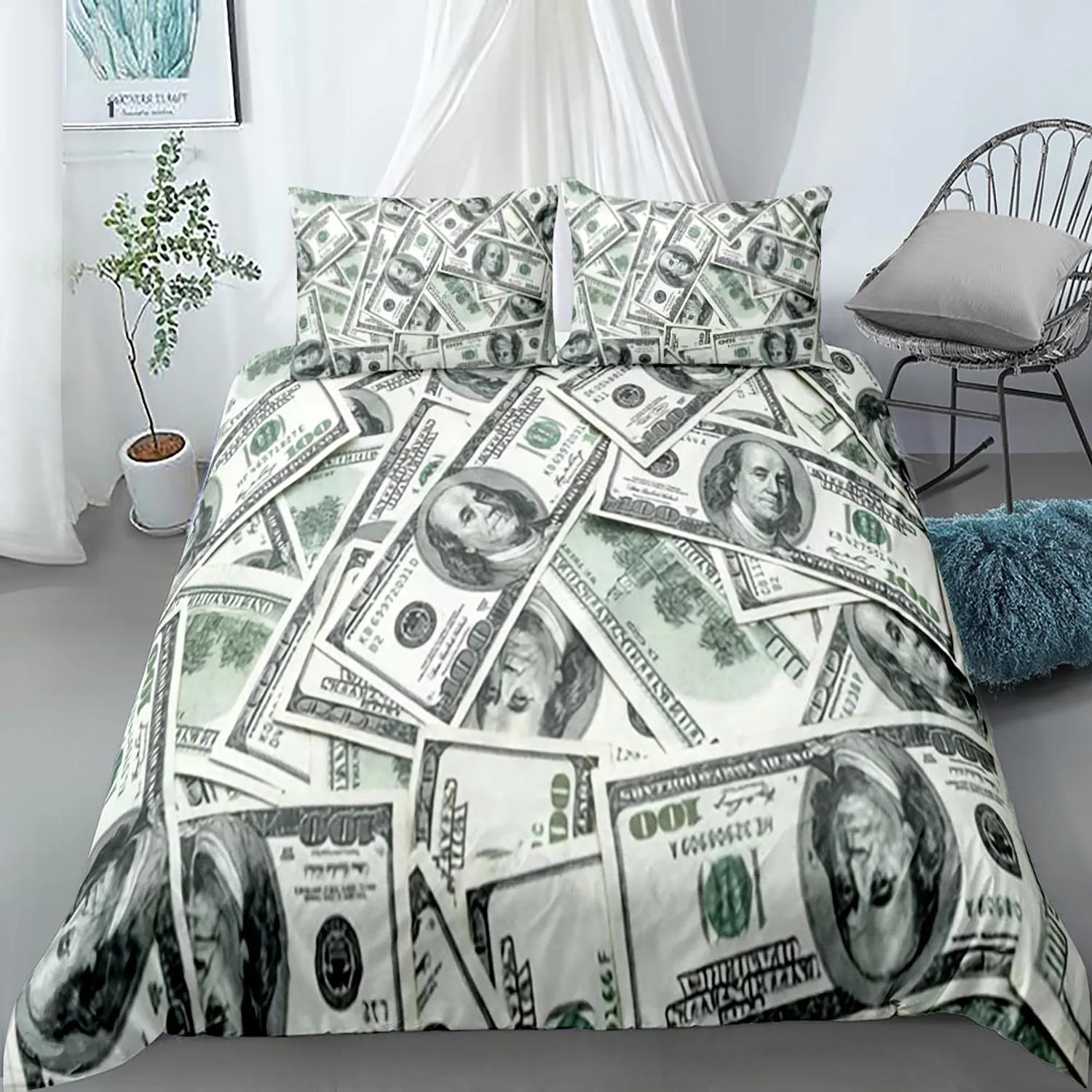 Funny Design Money Dollar Bedding Set Single Twin Full Queen King Size Money Bed Set Children's Kid Bedroom Duvetcover Sets 008 