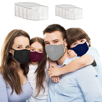 

4pcs mask +8 fliter Parent-Child Face Famliy Mask Three-Layer Protective Mouthcover Reusable Washable Mondkapjes Masque