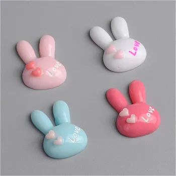 

10Pcs Flat back Resin Cartoon Rabbit Head Flat back Cabochon Scrapbooking Hair Bow Center DIY Embellishments Phone Decoration