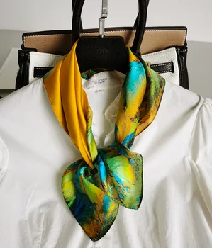 

Women's 100% Pure Silk 12mm Printed Small Square Scarf Wrap Kerchief 53cm 20.8" WJ02438