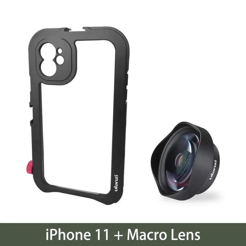 11 with macro lens Ulanzi металлическая телефонная клетка для iPhone 11/iPhone 11 Pro/iPhone 11 Pro Max 17 мм интерфейсная клетка Vlog видео клетка для Ulanzi объектив DOF - Цвет: 11 with macro lens