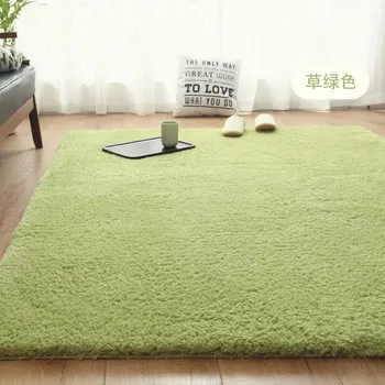 

Fluffy Solid Rectangle Carpet For Living Room Tea Table Floating Window Bedside Thicken Washable Non-slip Quality Crawl Mats