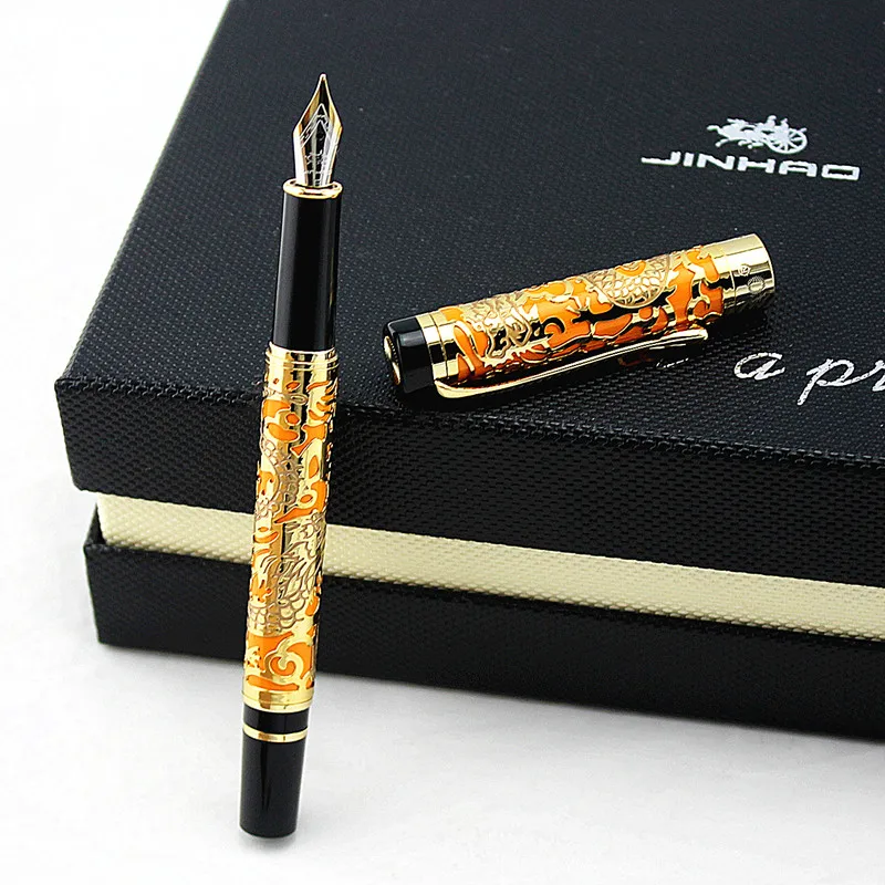 Details about   Jinhao 5000 Century Dragon Yellow Fountain Pen & Rollerball Pen Set and Gift Box 