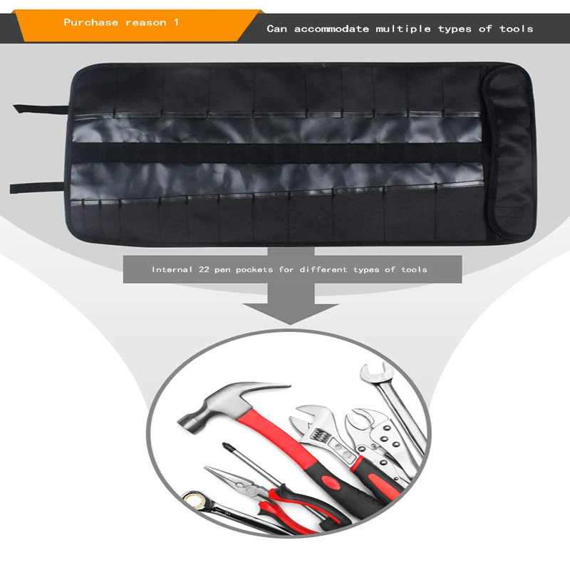 Black Oxford Cloth Multi Function Kit Roll Type Bag Inserting Hydraulic Engineering Household Appliance Maintenance Handheld Bag