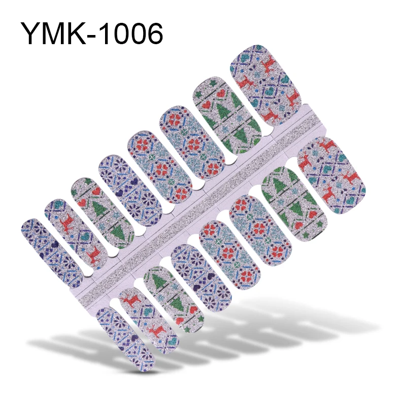 YMK-1006 16 постов/1 Лист наклейки для ногтей УФ-гель лак для ногтей Обертывания полоски полное покрытие красочные наклейки-лак для ногтей Переводные картинки Маникюрный Инструмент - Цвет: YMK-1006
