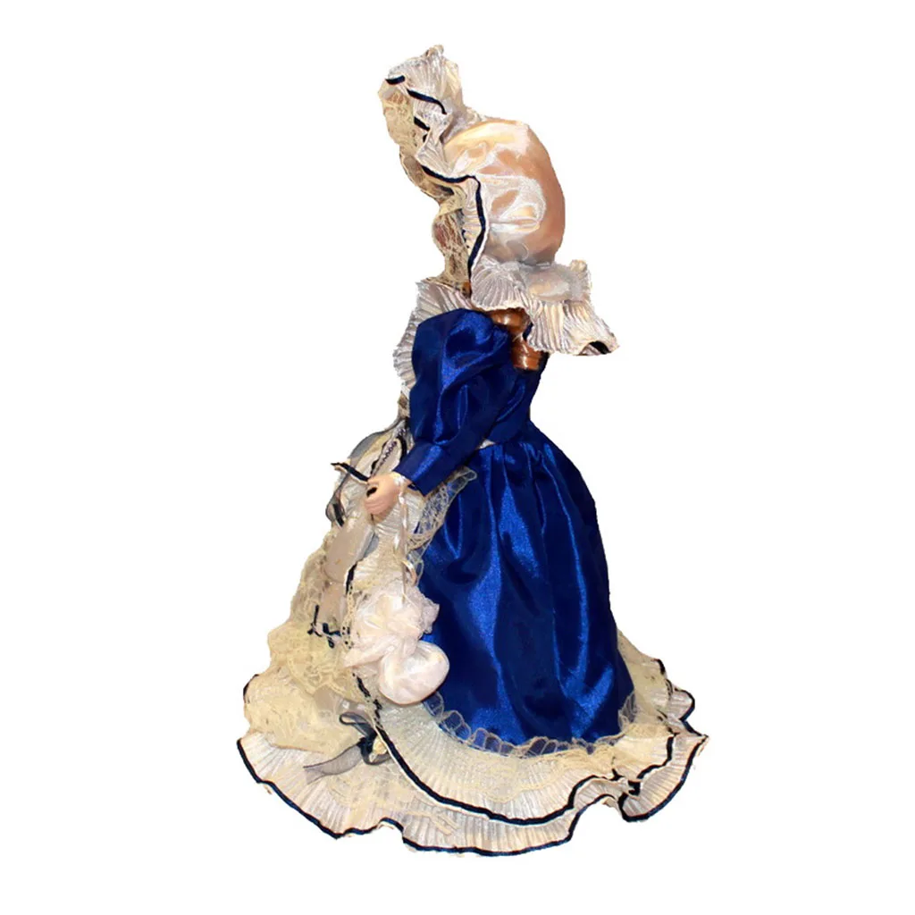 40cm Victorian Porcelain Doll Splicing Doll Wearing Blue Party Dress Collectible