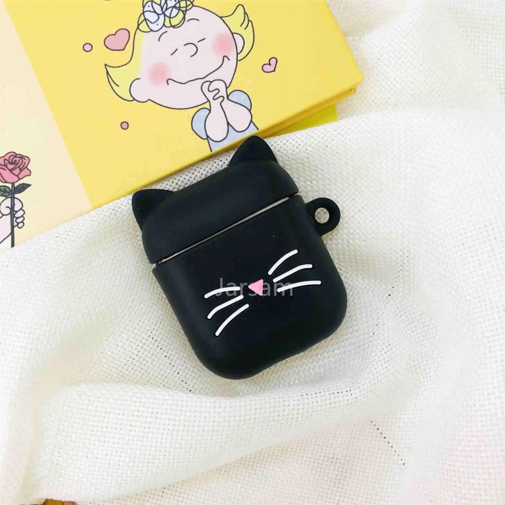 Blackbeardcat Мультяшный для airpod беспроводной Чехол для наушников для Apple AirPods 2 Силиконовый чехол для зарядки наушников Защитный чехол для AirPods - Цвет: Blackbeardcat
