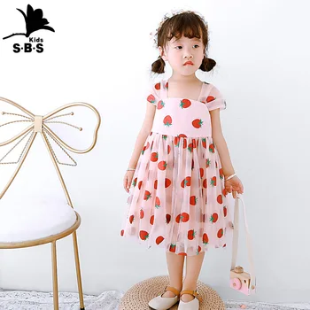 

Children's Clothing 2020 Summer New Arrival Strawberry Embroidered Girl Suspender Mesh Princess Dress Kids Dresses for Girls