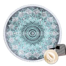 Голубое и серое Мандала сверхтонкое волокно круг кисточки пляжное полотенце ткань пляжное полотенце с принтом пляжное полотенце