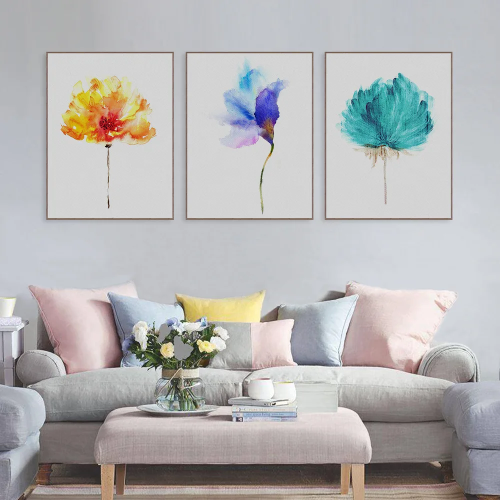

Mild Art Simple Watercolor Plant Flowers Living Room Bedroom Fresh Decoration Poster Painting Core Agent a Generation of Fat