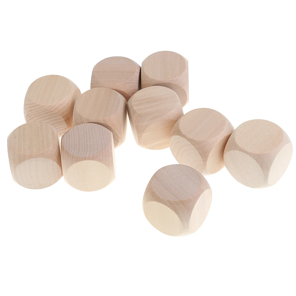 Набор из 10 деревянный без финишной отделки игрушки кубики кости белые D6 DIY художественные проекты изготовление