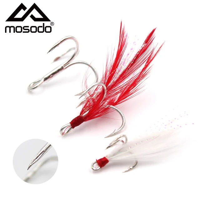 Mosodo Treble Hooks with Feather Carbon Steel Triple Hook Lure Barbed  Fishing Hooks Claw Hooks Fishing