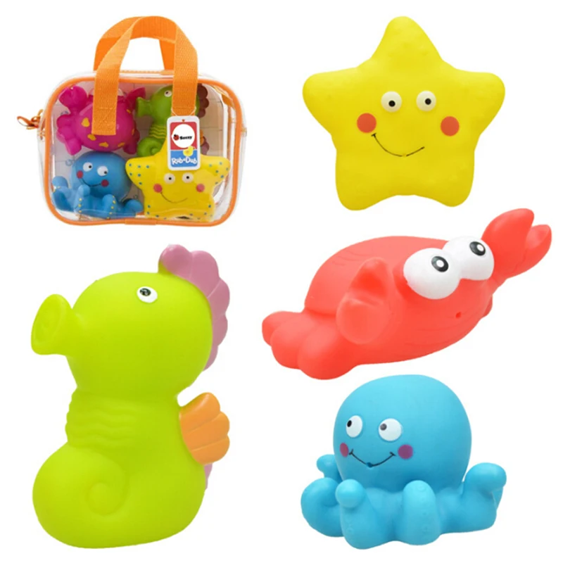 Marine life 4pcs Детские Игрушки для ванны, детские игрушки для распыления воды, интересные игрушки для купания, игрушки для бассейна - Цвет: Marine life 4pcs