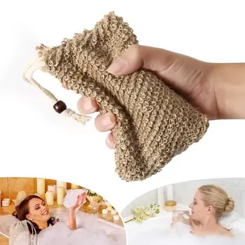 

1PC Cotton Linen Soap Foaming Net Shower Exfoliator Sponge Pouch Comfortable Blister Mesh Soap Saver Bag Foaming Net