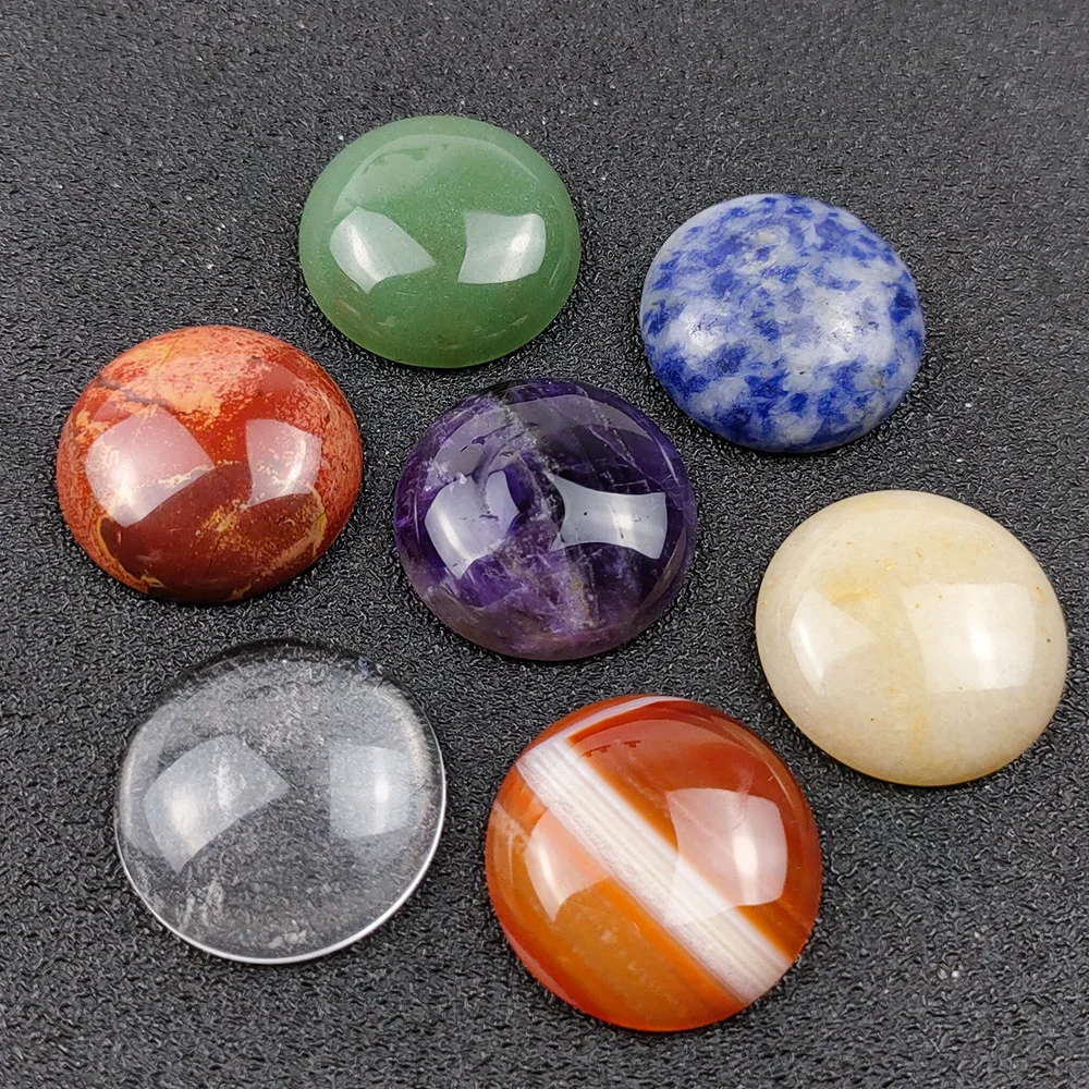 Natural Stone Round 25mm  Amethyst Tiger's Eye  Yoga 7 Chakra Healing Stone Guides Meditation Decoration