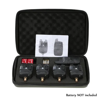 

Lixada Wireless Fishing Alarm Set 4 Fishing Bite Alarms + 1 Receiver in Case LED Carp Fishing Alert