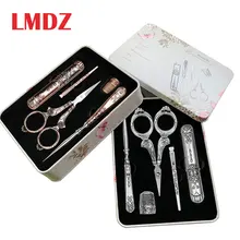 LMDZ 15 unids/set Set de herramientas de costura tijeras Vintage/botella de aguja/agujas/dedal para coser/caja de almacenamiento Kits de costura para costura