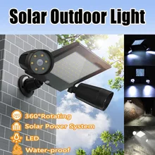 64 светодиодный двойной головной Солнечный свет регулируемый угол освещения 600lm светодиодный солнечный садовые светильники Лампа безопасности для уличного освещения