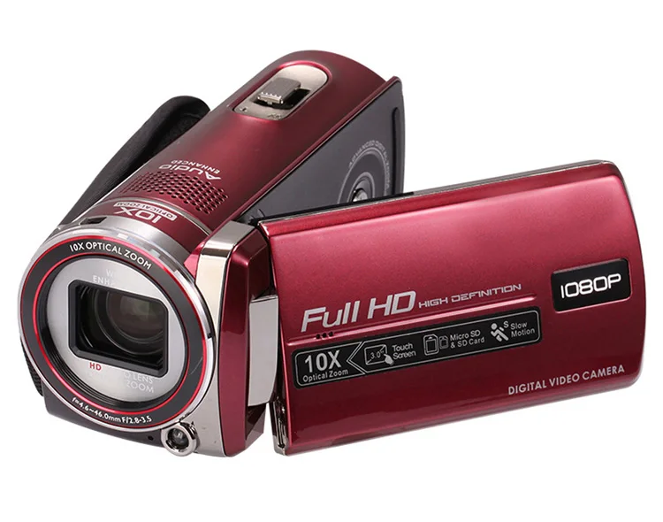 KOMERY Full HD 1080P 10X оптическая стабилизация изображения видеокамера телескопическая объектив замедленная съемка/быстрая передача вперед/воспроизведение видеокамера