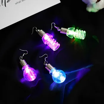 

1Pair fashion women's lighting earrings LED colorful light bulbs flashing ear hooks hot trendy jewelry серьги женские kolczyki 3