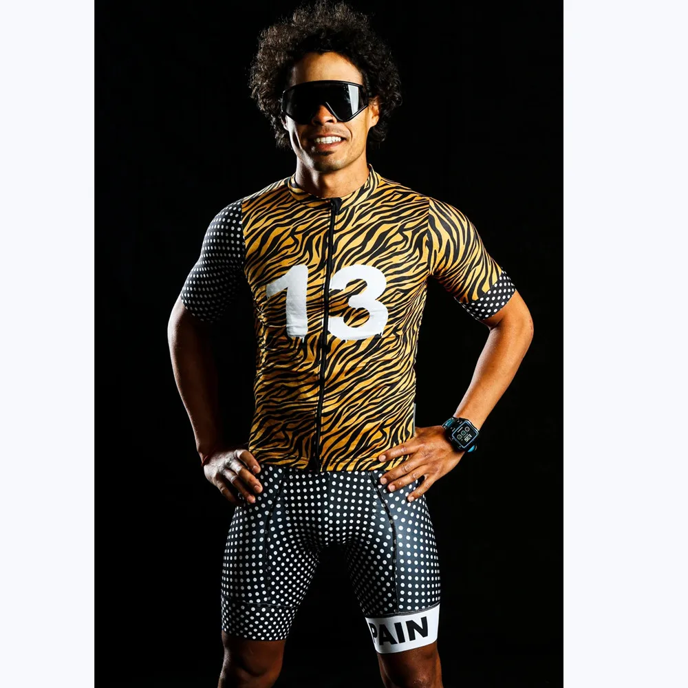 Love The Pain Leopard personalità uomo maglia da Ciclismo estiva Set pantaloncini con bretelle Mtb Road Cycling Quick dry Shirt Set Maillot Ciclismo