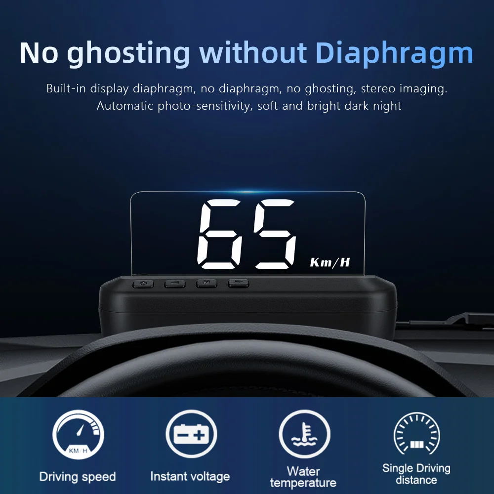 HUD OBD2 ڵ  ÷ C100 Ʈ ˶ ý SpeedometeKMH, MPH, ӵ  ũ 