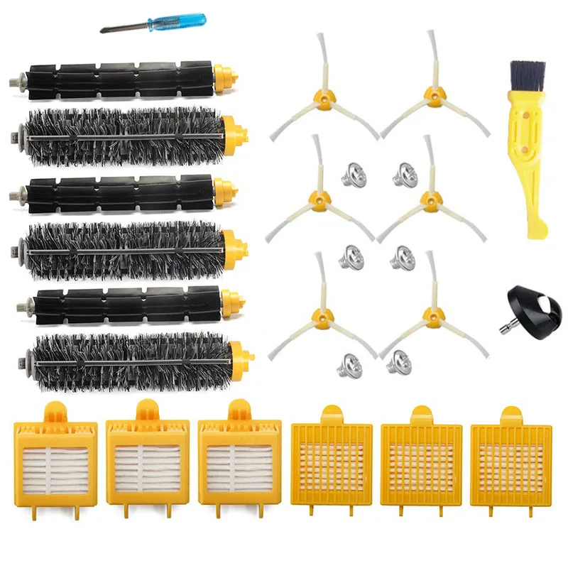 Фильтр однократного применения щетина и гибкая резиновая щетка боковая щетка Запасной комплект для iRobot Roomba 700 серии 760 770 780 790 аксессуар - Цвет: 27pcs-set