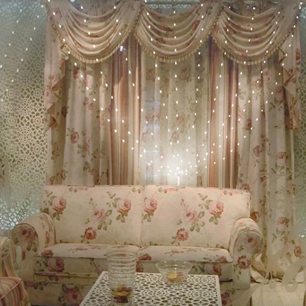 300 LEDs Window Curtain String Lights With Remote Control Sound Activated Music Waterproof indoor bedroom Bookcase Holiday