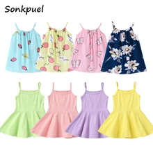 Коллекция года, милые летние платья принцессы для девочек детское платье на бретельках Одежда для девочек возрастом 1, 2, 3, 4, 5, 6 лет платье без рукавов для малышей