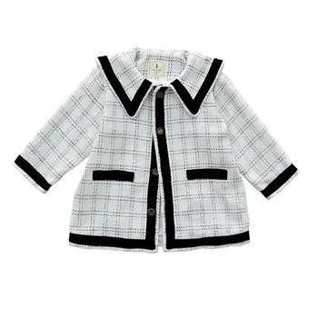 

Mihkalev kids autumn jacket and coat 2020 single breasted children plaid woolen coat Baby girls lattice windbreak girl outerwear
