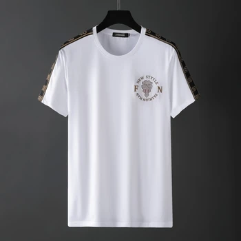 

2020SS T-shirt men's youth trend cartoon character print beaded round neck half sleeve mercerized cotton T-shirt