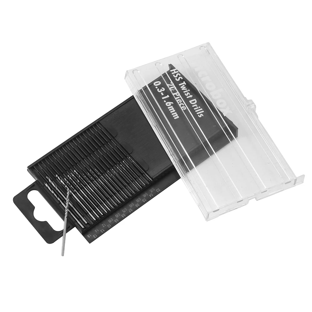 20pc//set Tiny Micro HSS Twist Drill Bit Set 0.3mm-1.6mm Model Craft Tool w// Case