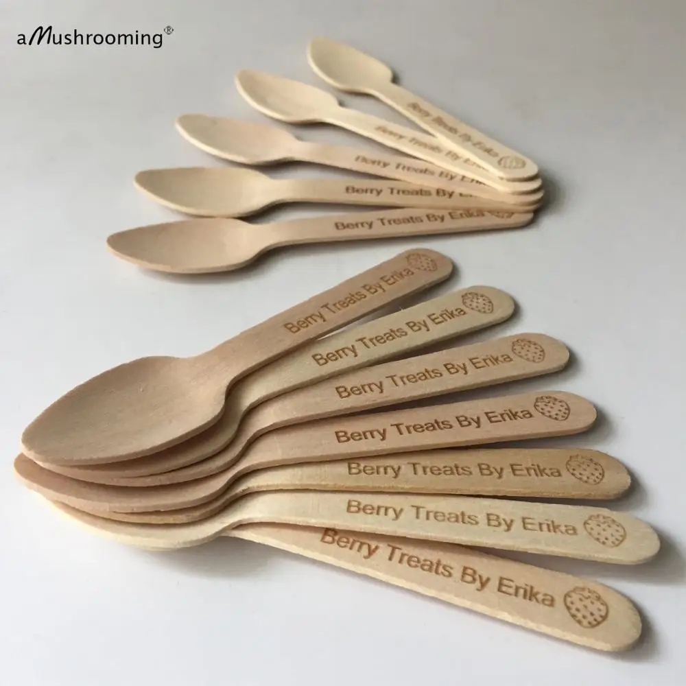 1000pcsLaserEngravedMiniSpoonsInBulkDisposableWoodenTeaspoons