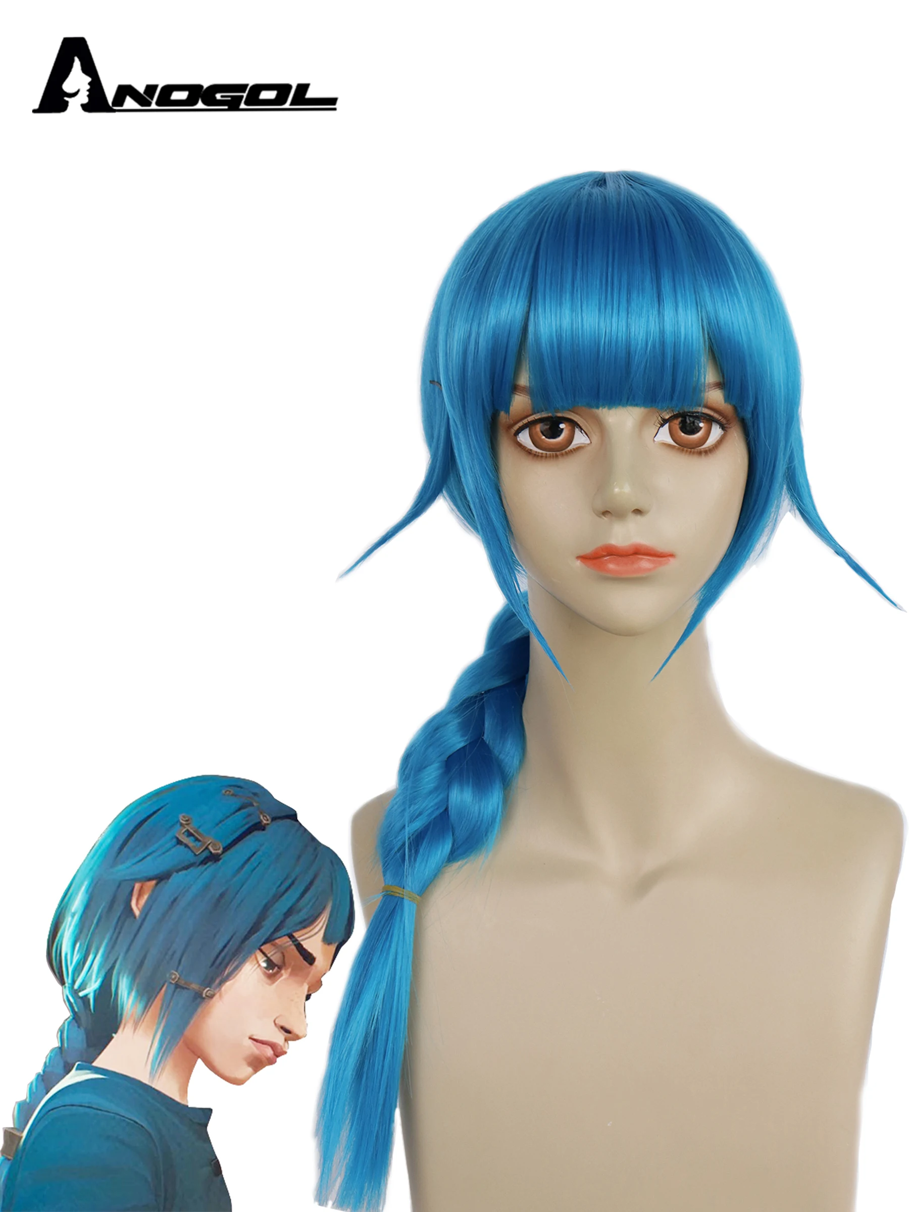 lol Arcane Jinx Cosplay Wig 120CM Long Blue Braids Wig Game Costume