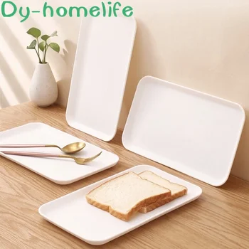 

29*17 White Plastic Tray Nordic Simple Multi-function Rectangular Storage Tray Home Kitchen Bathroom Supplies Fruit Dessert Tray