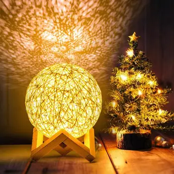 

Rattan Ball Lamp 2W 5V LED Desk Lamp Bedside Night Light USB Charging Warm White Creative Decoration LED Night Light Home Dec