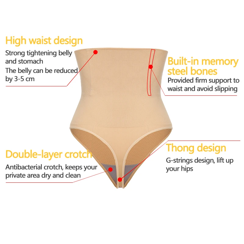 Women Slimming Body Shaper High Waist Thong Panty Shaper Tummy Control Panties Underpants G-String Briefs Slimming Underwear strapless shapewear