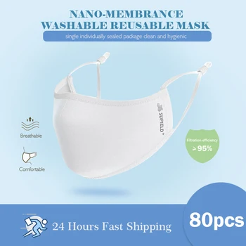 

BH SUPIELD 80 Pcs Reusable Multiple-use Nano Masks Face Mask 95% Filtration Features Washable Breathable 4 Layered Mascarilla
