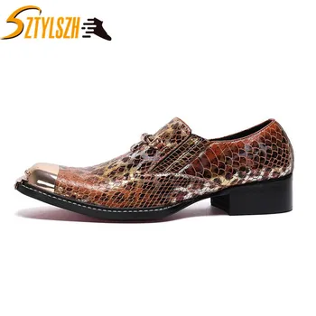 

New Men Genuine Leather Oxford Shoes Snake skin Casual Business Men Pointed Shoes Men Wedding Men Fashion Dress Boat Shoes