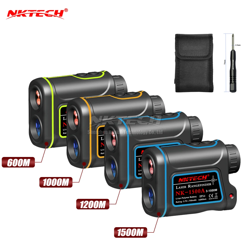 NKTECH Laser Rangefinder Distance Meter Hunting Golf 600m 1000m 1200m 1500m 4IN1 Telescope Speed Height Angle Scope Range Finder