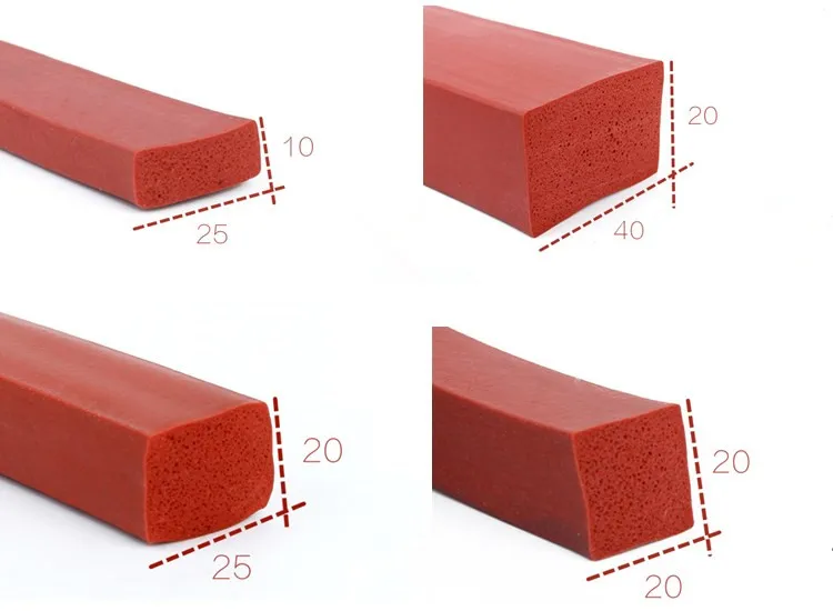 Изготовленный На Заказ силиконовый вспененный материал уплотнитель прокладка красная силиконовая пена квадратная высокотемпературная устойчивая уплотнительная прокладка печь уплотнительная губка
