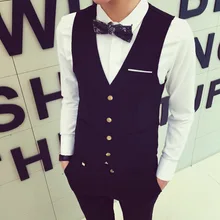 Мужской приталенный жилет в Корейском стиле, повседневный тонкий мужской жилет для ночного клуба