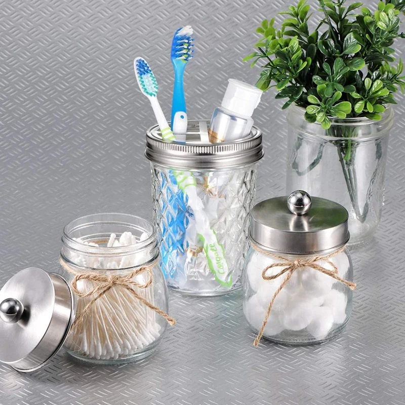 4 шт. держатель для зубных щеток Mason Jar с крышкой-Антикоррозийная нержавеющая сталь для дома, ванной комнаты, столешница, декор-для шаров с широким горлышком на Рождество