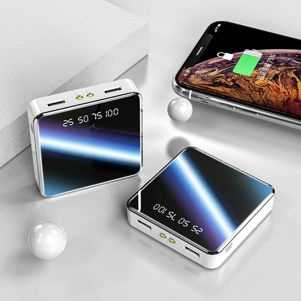 30000 мАч Мини банк питания портативное зарядное устройство Внешний аккумулятор зарядное устройство USB зарядное устройство для iPhone 11 pro X XS MAX 6 Xiaomi - Цвет: white