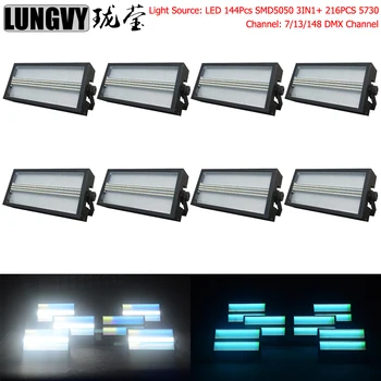 

Free Shipping 8pcs/lot 144Pcs SMD 5050 RGB 3IN1 LED Strobe Light DMX 512 Control With 216PCS 5730 LED Flash Light Wedding Club